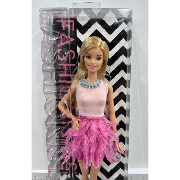 Barbie Fashionistas BCN36 Doll With Blond Hair & Pink Feathered Skirt Dress 2014 - Picture 2 of 9